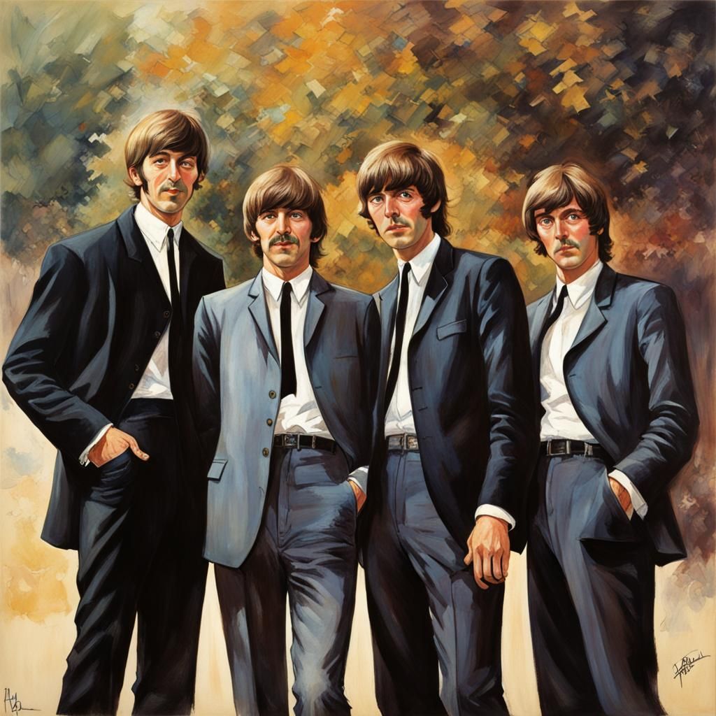 The Beatles Portrait in Watercolor Style