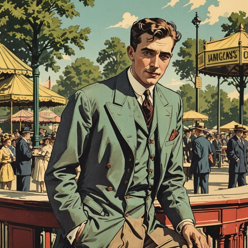 Pop Art Portrait at a Bandstand, Classic Comic Style