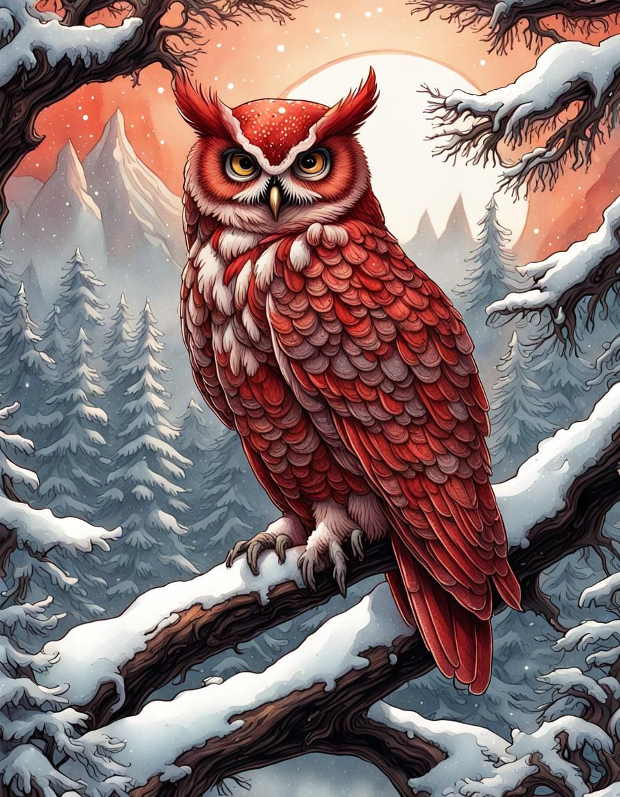 Winter Red Owl