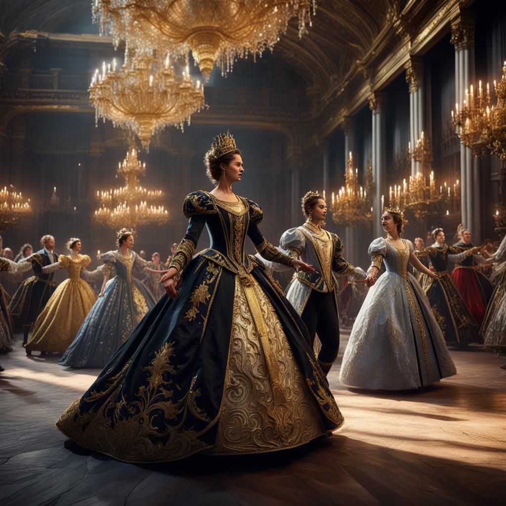 Royal Dance in Gold and Silver Dresses