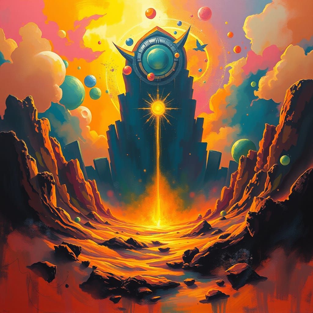 Ethereal Entity in Vibrant Dreamlike Landscape