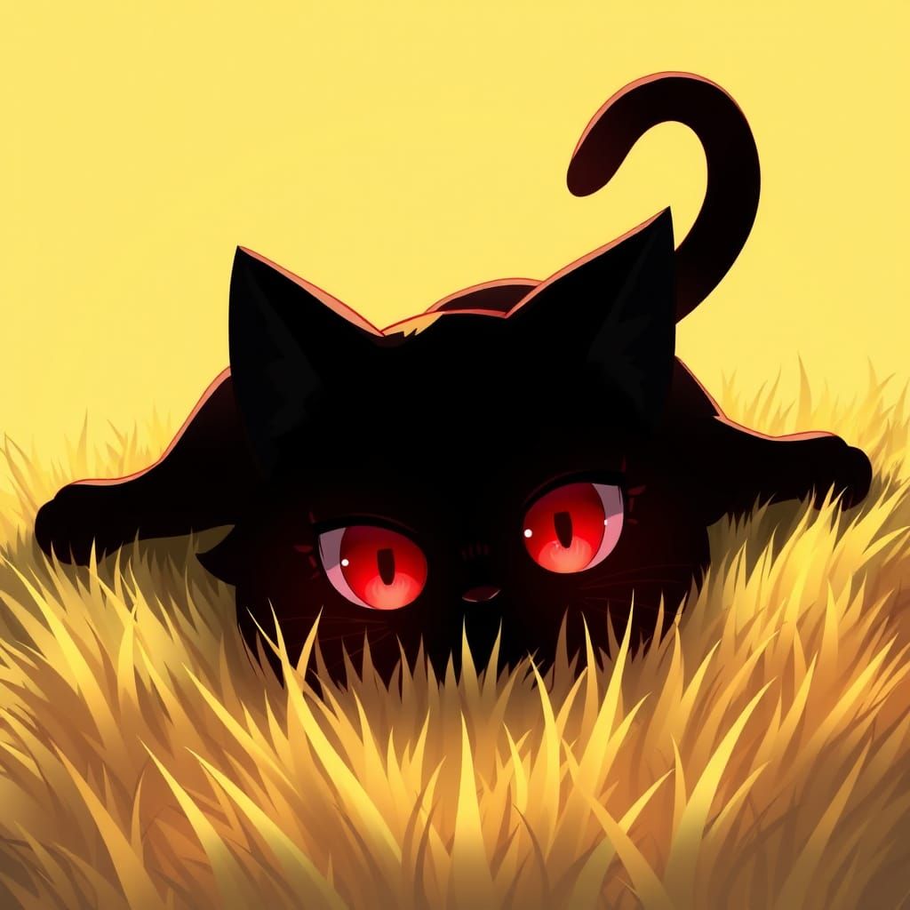 Adorable Catgirl Silhouette in Anime Style