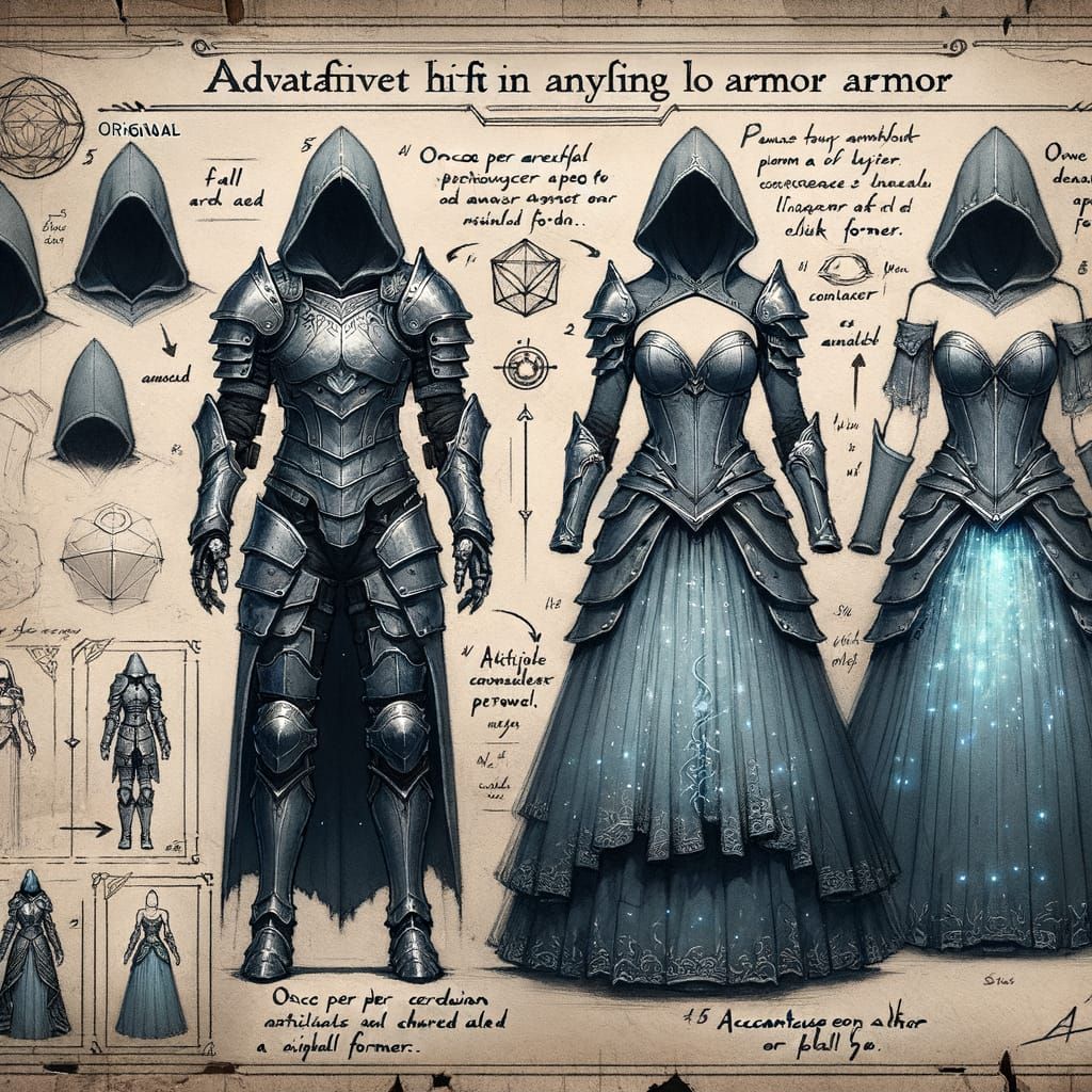 Magical Shapeshifting Armor Blueprint Schematic Concept