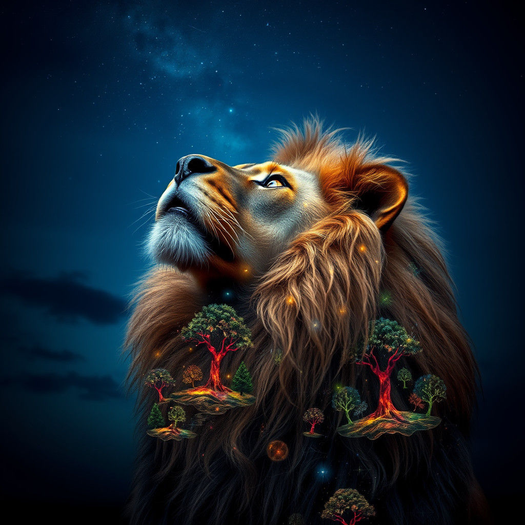 Constellation Lion in Hyperrealistic Style