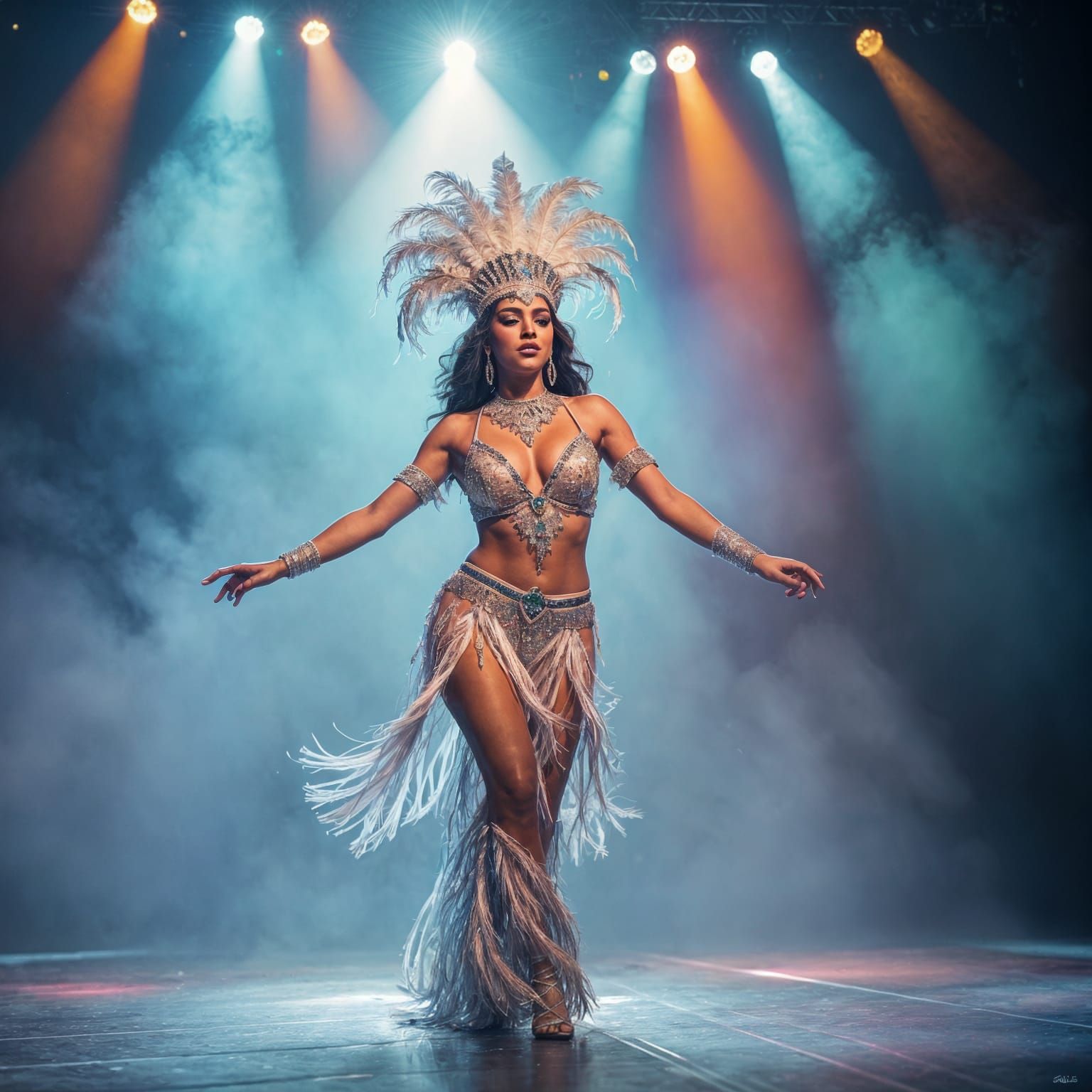 Vintage Performer Dances Under Stage Lights