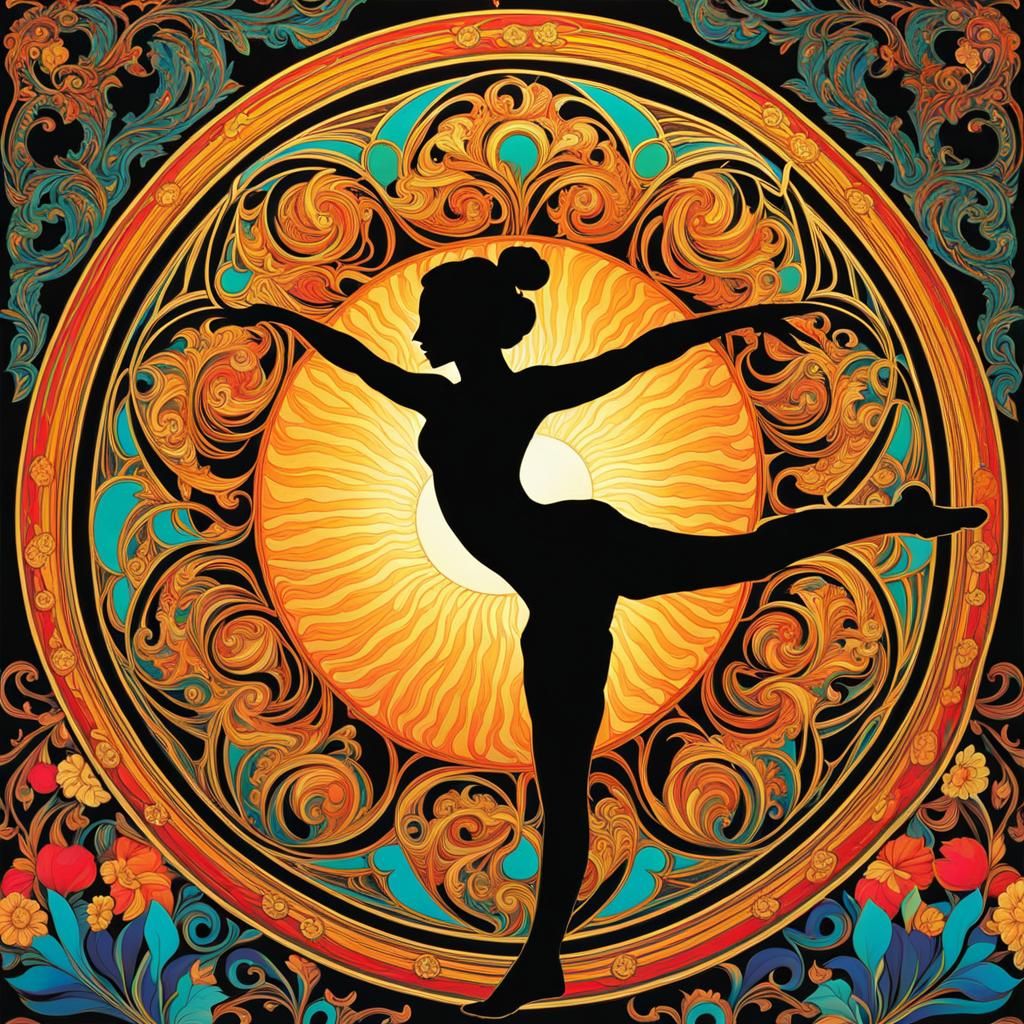 Psychedelic Art Nouveau Gymnastic Summersault