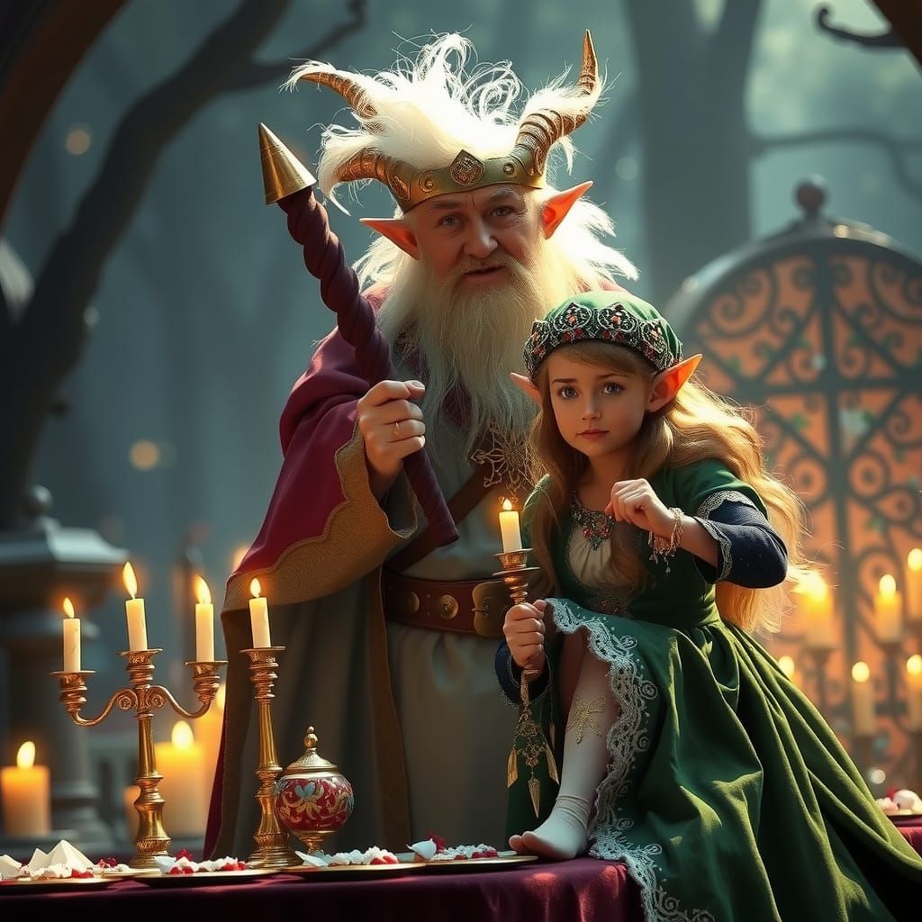 Gnome King Dances with Elf Queen in Photorealistic Style
