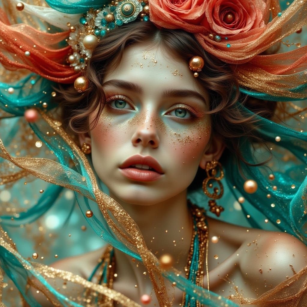 Enchanted Wind Dancer Portrait with Flowing Ribbons