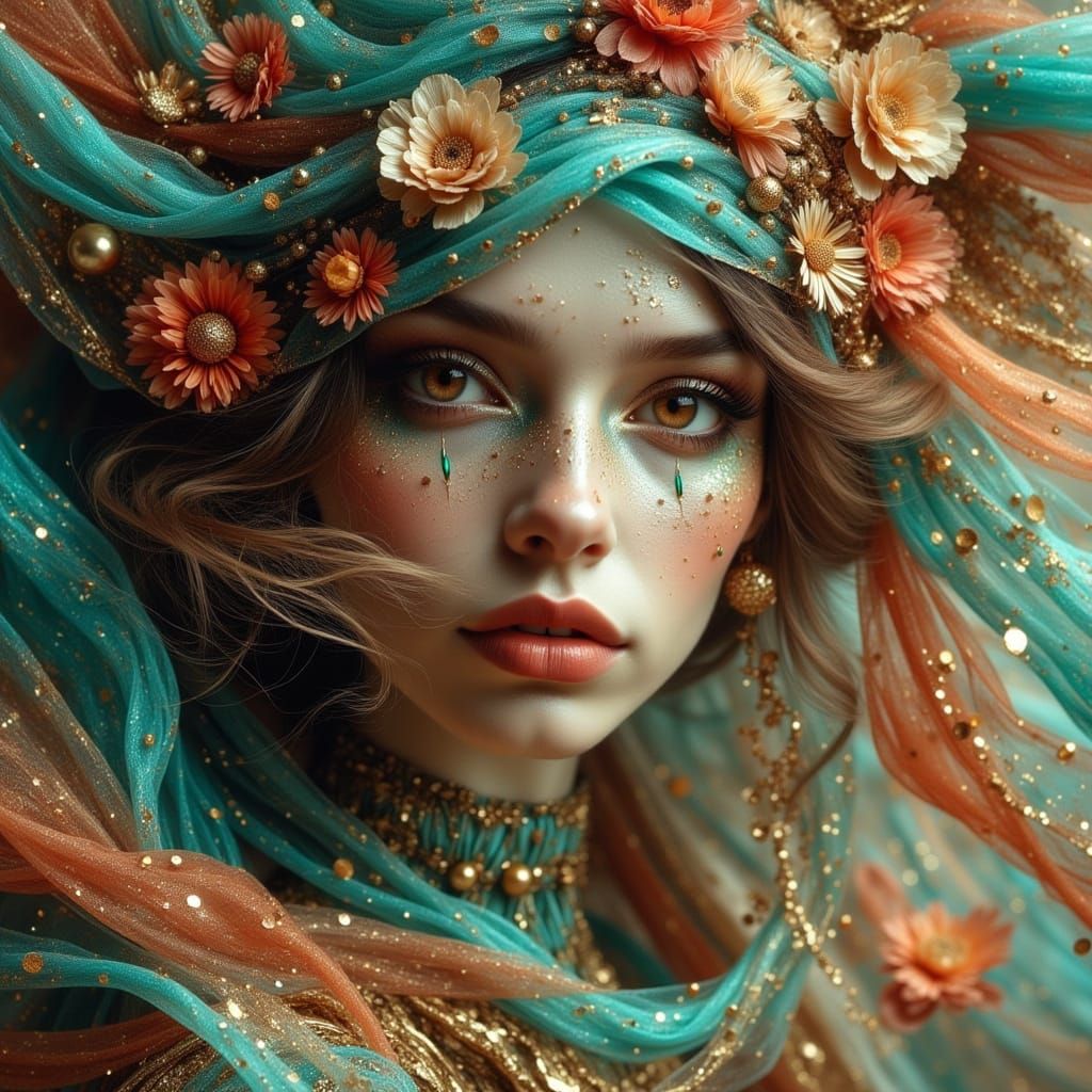 Enchanted Wind Dancer Portrait in Vibrant Hues