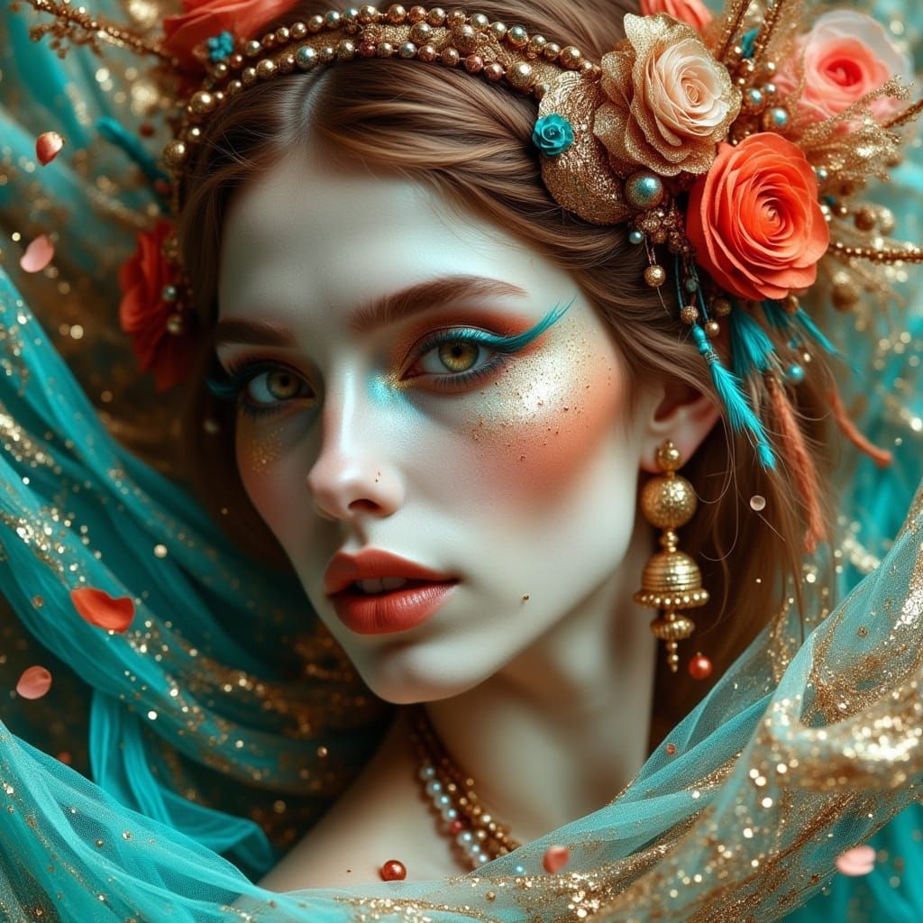 Enchanted Wind Dancer Portrait with Flowing Ribbons