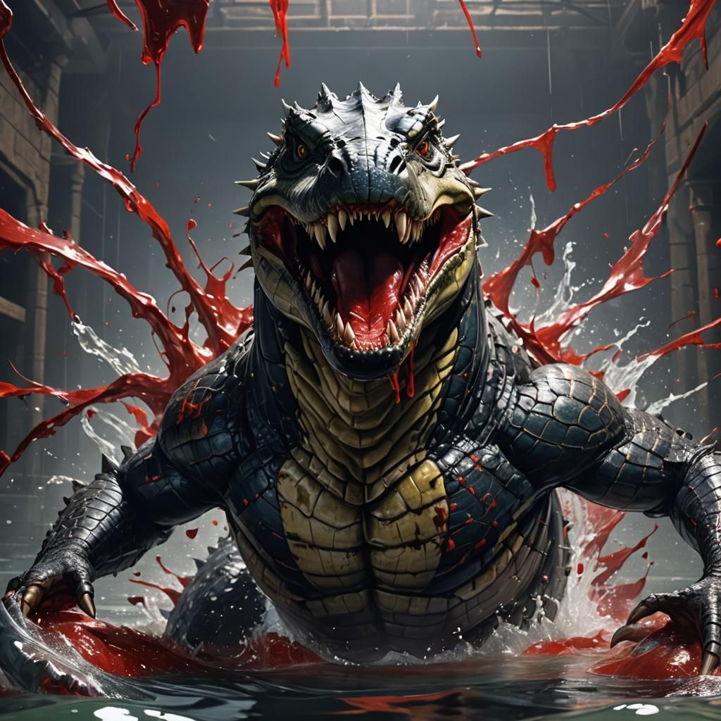 Ferocious Alligator in 3D Anime Art Style