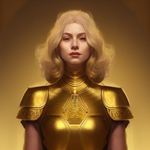 Golden Armor Portrait in Hyperdetailed Style