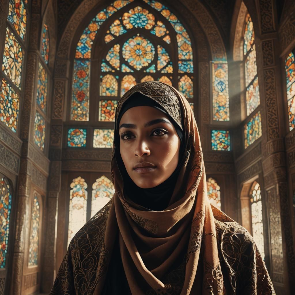 Muslim Woman in Niqab in Grand Mosque
