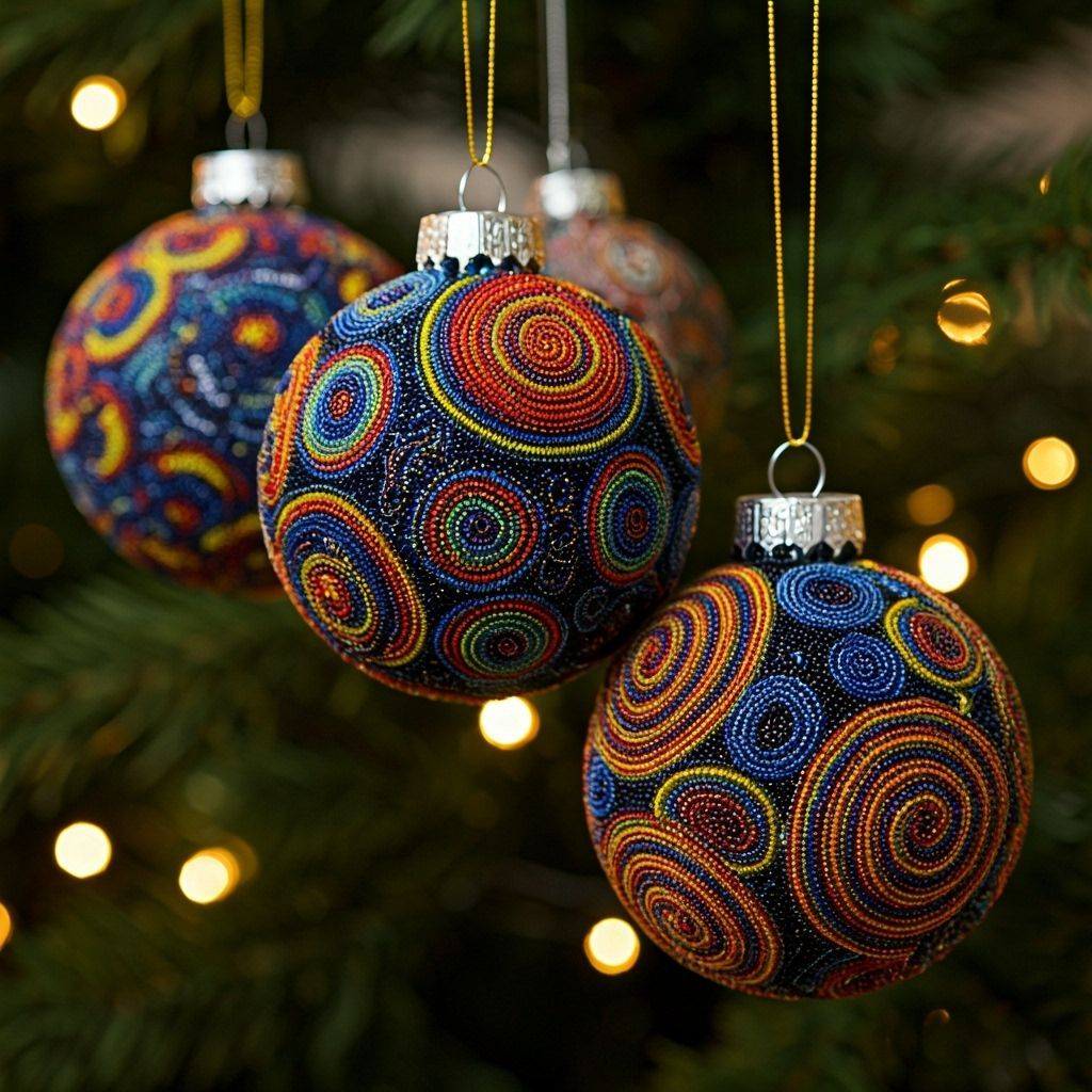 Colorful Beaded Christmas Baubles in South African Style