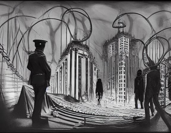 Dystopian Ministry of Love: Minimal Concept Art