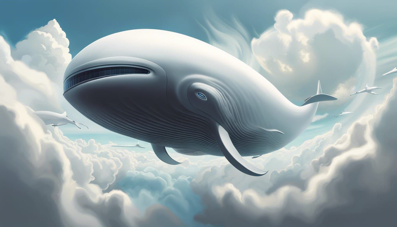 Sci-Fi Sky Whale Cloud Portal: Digital Art