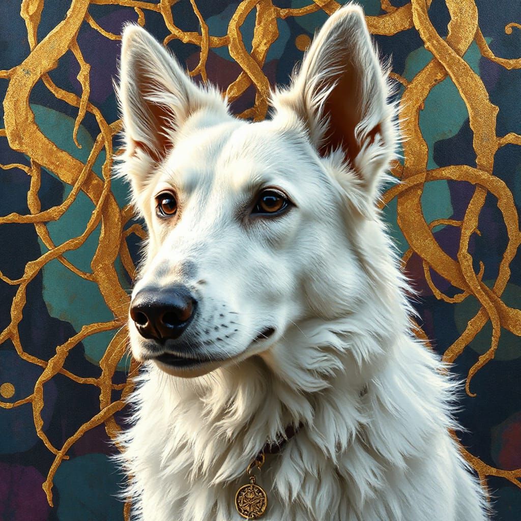 Collie with Organic Tracery in Digital Painting Style
