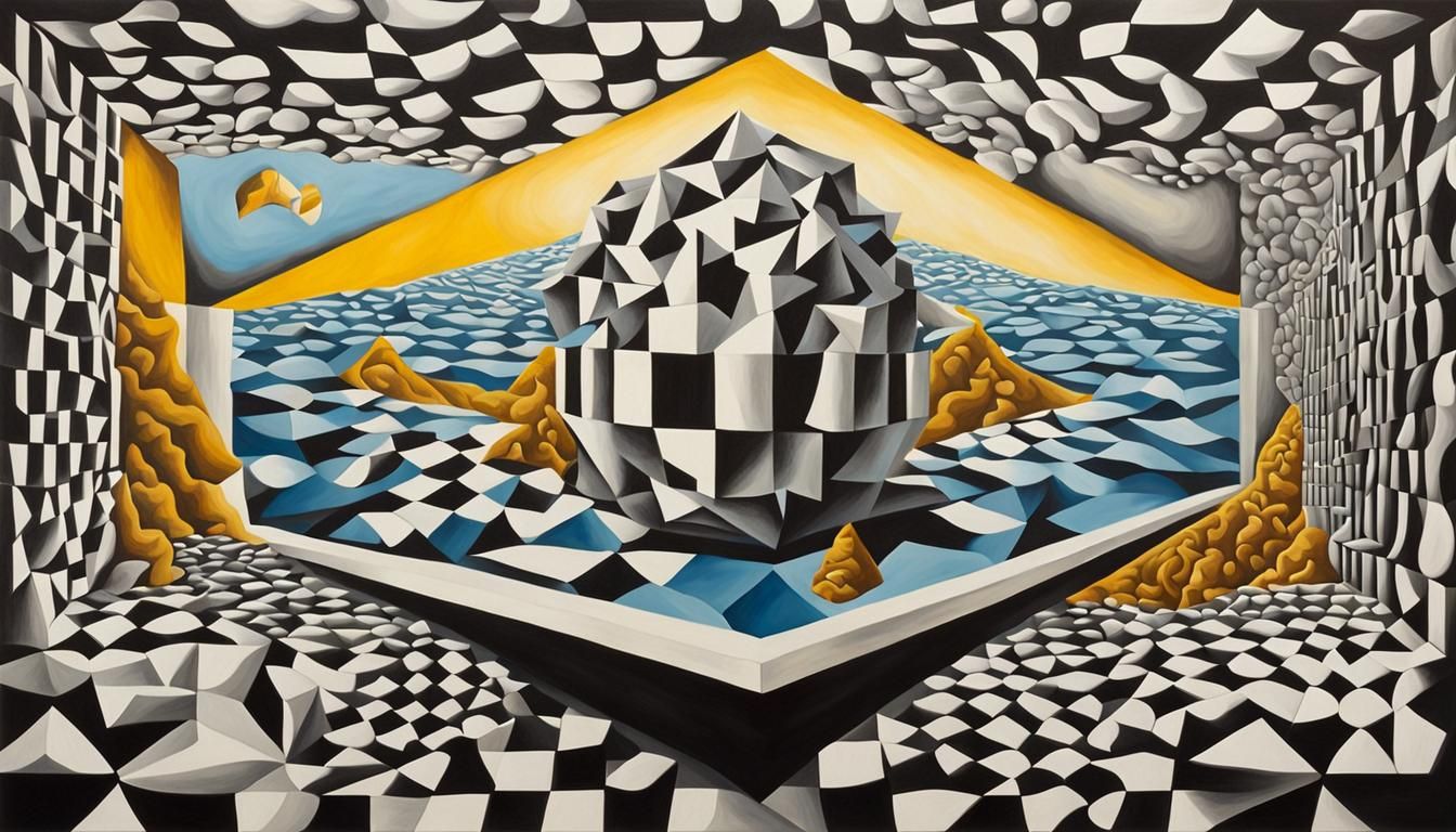 Surrealist Geometric Art Inspired by M.C. Escher