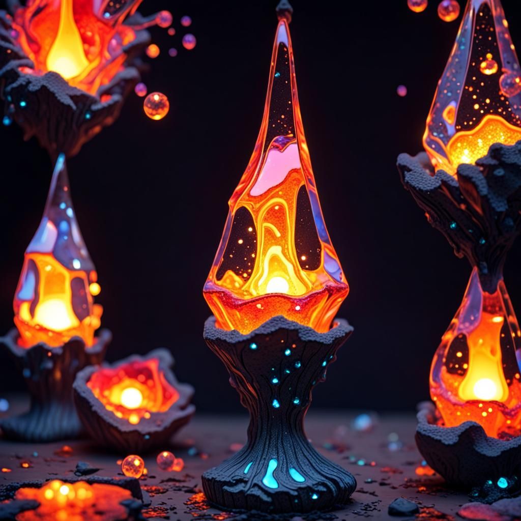 Chibi Crystal Lava Lamp with Flowing Lava
