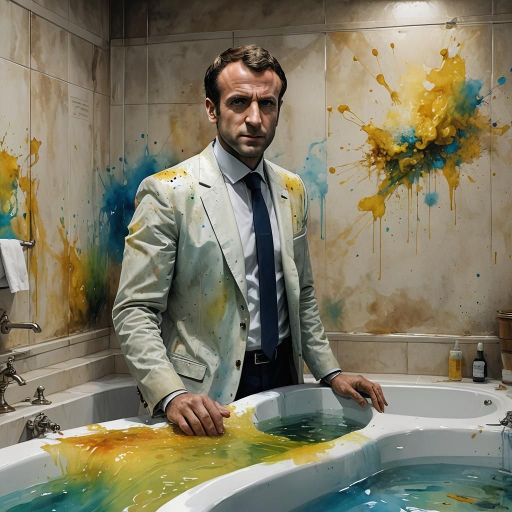 Macron's Breaking Bad Scene: Watercolor Concept Art