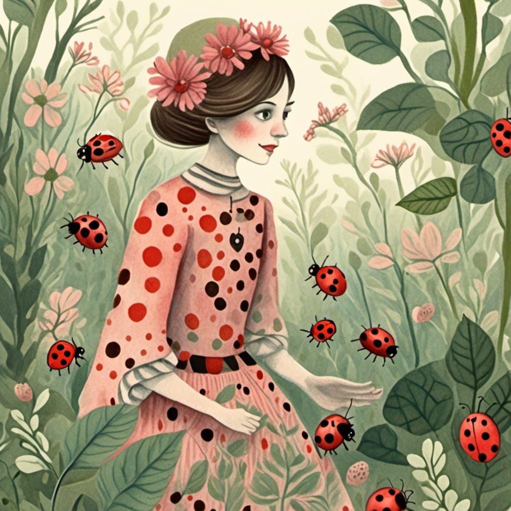 a flurry of ladybugs and their queen