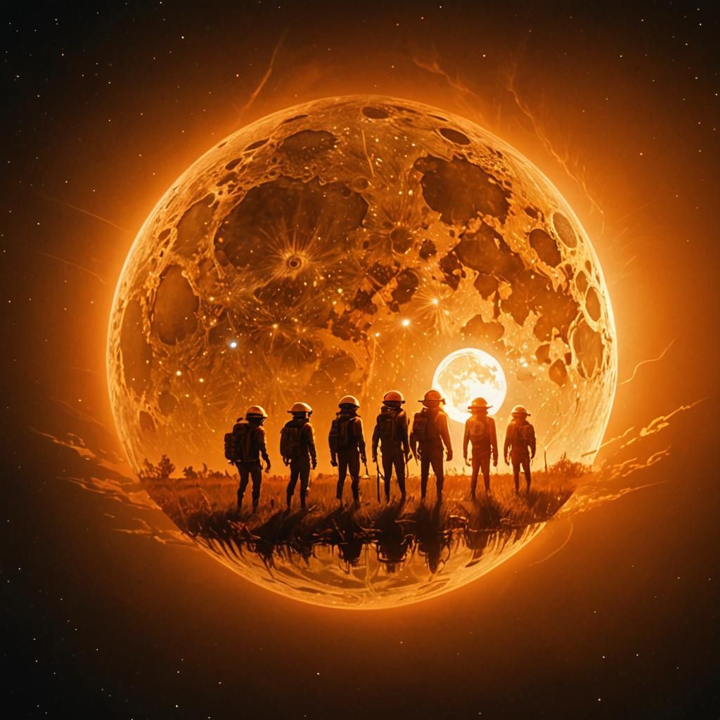 Cosmic Surrealism: Alien Hunters in Starry Night