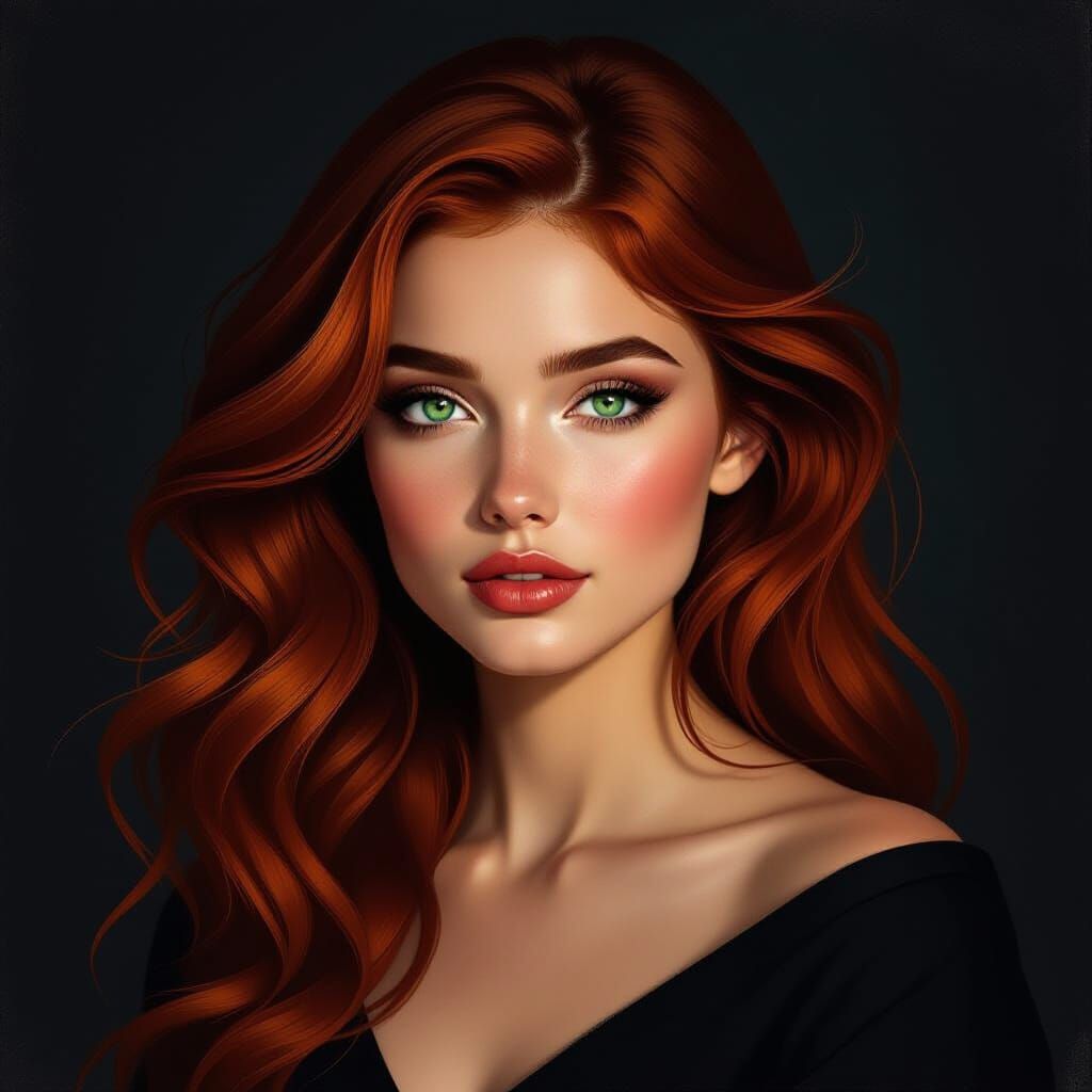 Enigmatic Portrait of a Woman with Emerald Eyes