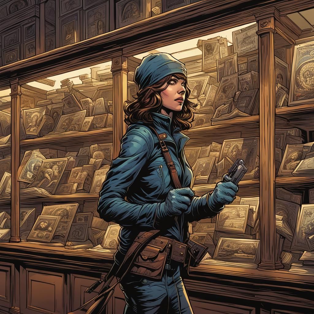 Female Thief Training in Comic Book Art Style