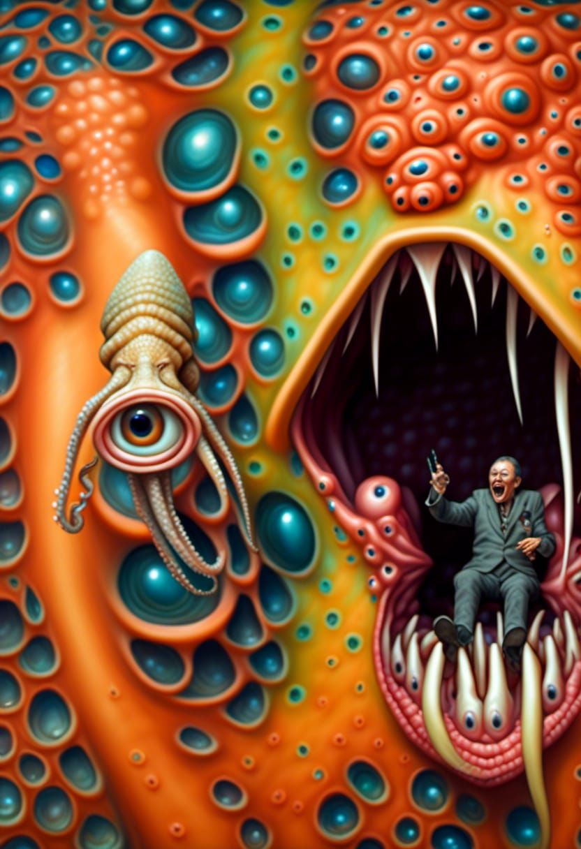 Colorful Octopus and Alien Fish in Magical Realism