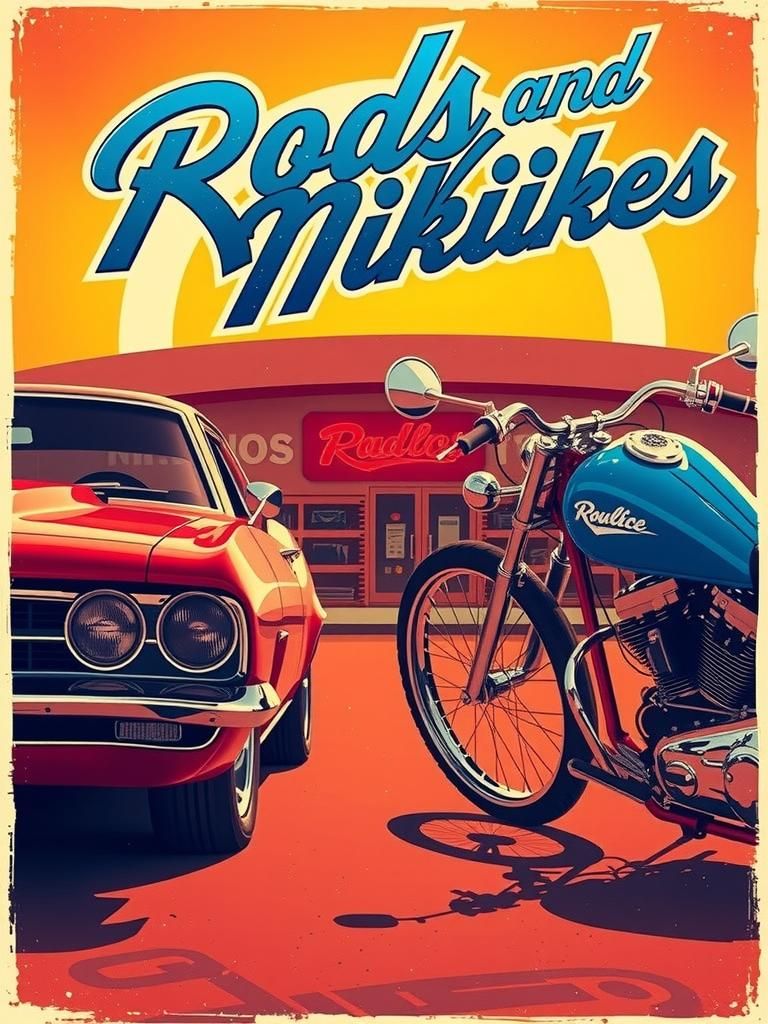 Vintage Rods and Bikes Poster Art