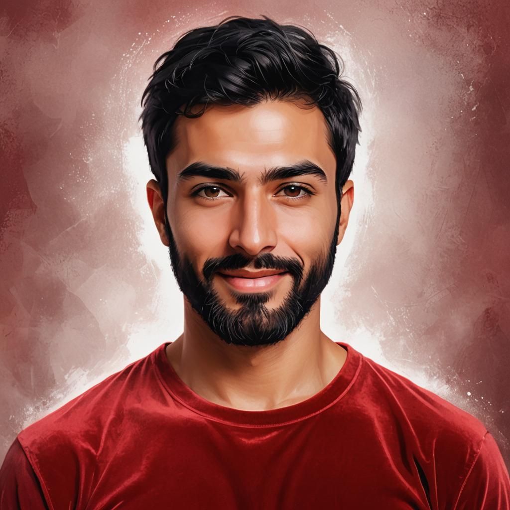 Handsome Man with Black Beard in Anime Style