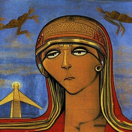 Surreal Rainbow Sky with Grasshopper Skeleton