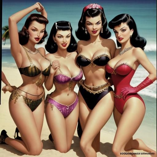 Glamorous Harem Scene in Hawaii