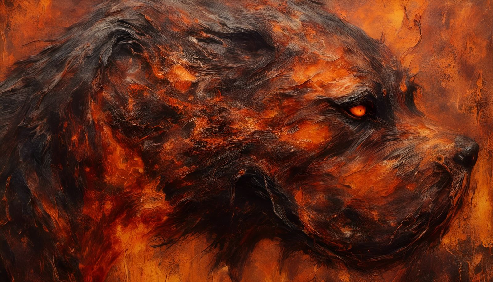 Terrifying Cerberus Hound of Hell Close-up Painting