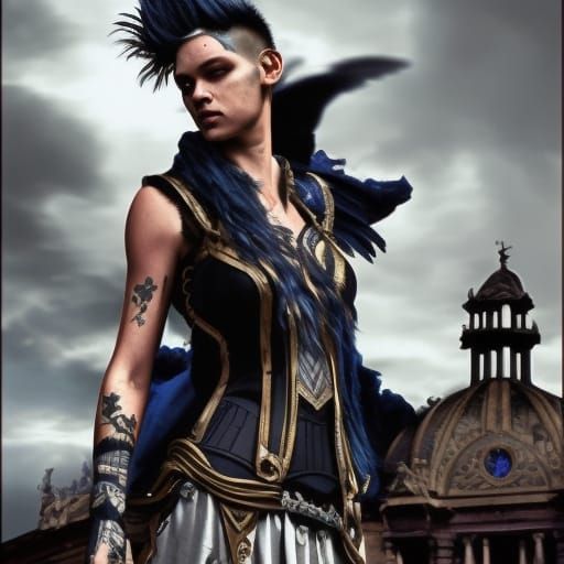Epic Angel with Black Wings in Dark Fantasy Style