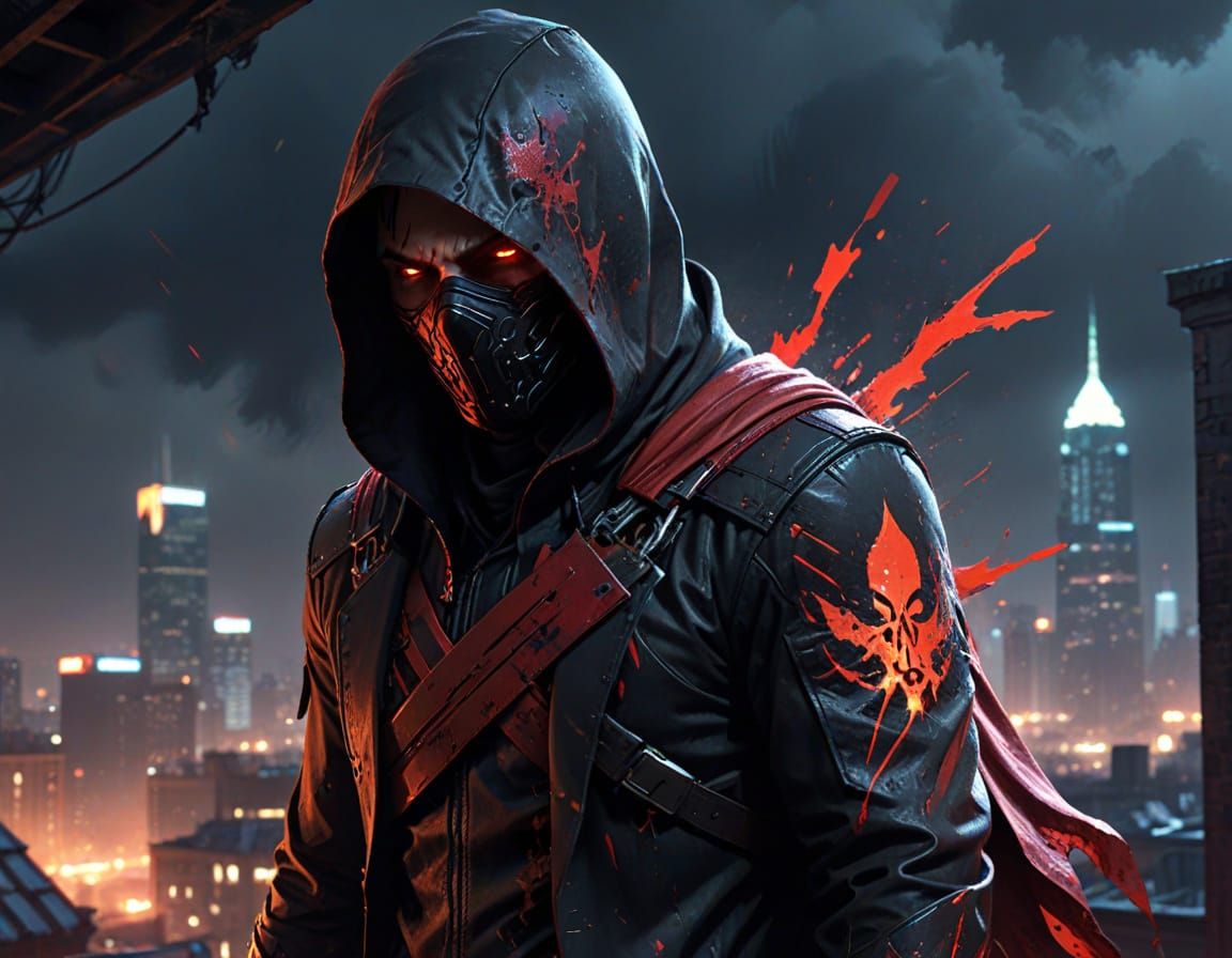 Crimson Blood Splatter Assassin Concept Art