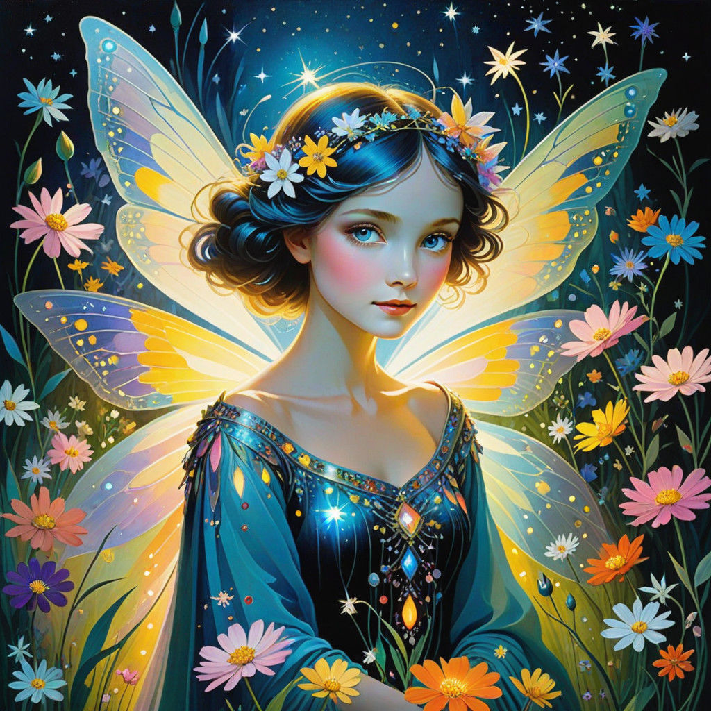 Whimsical Fairy Radiates Cosmic Light