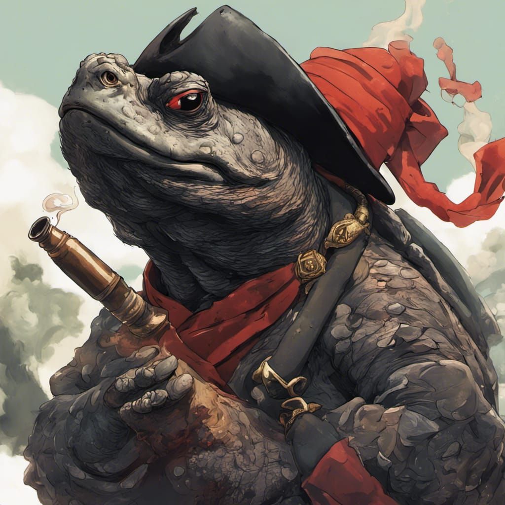 Tortle Pirate with Scarred Shell in Anime Style