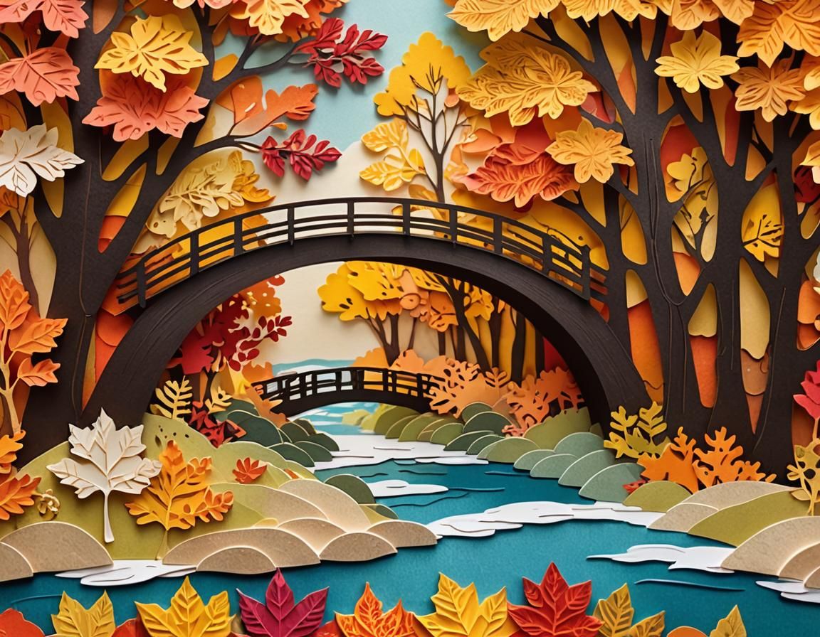 Whimsical Autumn Trees in Layered Paper Art