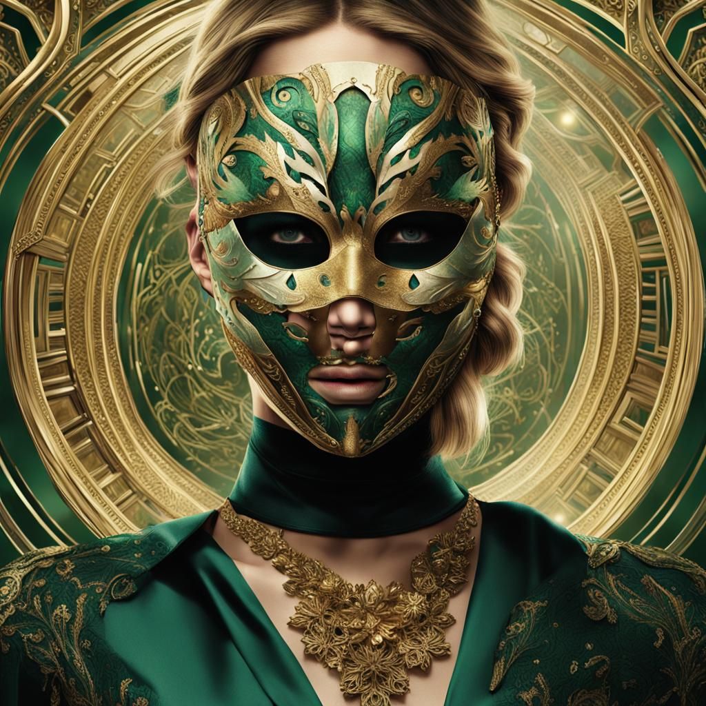 Masked Woman Portrait in Hyperdetailed Style