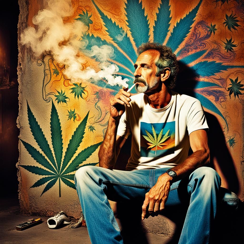 Psychedelic Concept Art: Musician Smoking