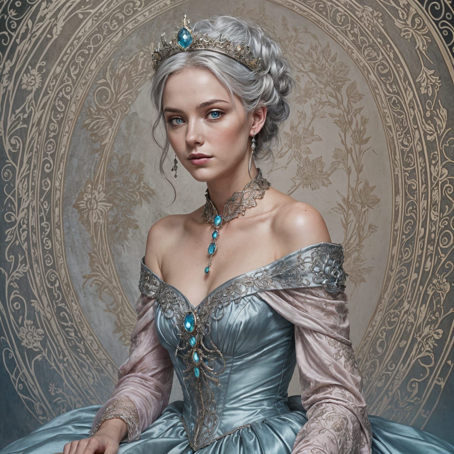 Ethereal Woman with Falcon in Fantasy Art