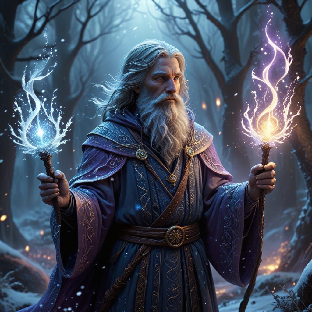 Ethereal Frost Wizard in Majestic Digital Art