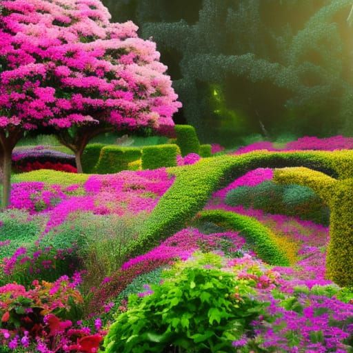 Detailed Secret Flower Garden in Natural Lighting