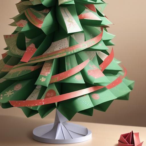 Origami Christmas Tree Papercraft in Soft Focus