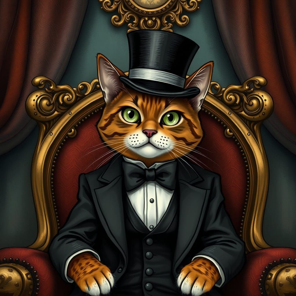 Whimsical Cat in Victorian Elegance