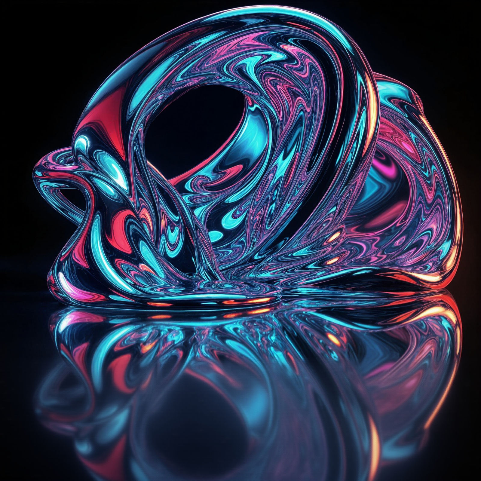 Hyper-Reflective Chrome Liquid Metal Sculpture in Cyberpunk ...