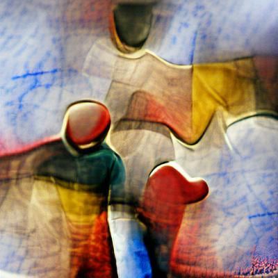 Stylized Vector Art: Two Figures Holding Hands