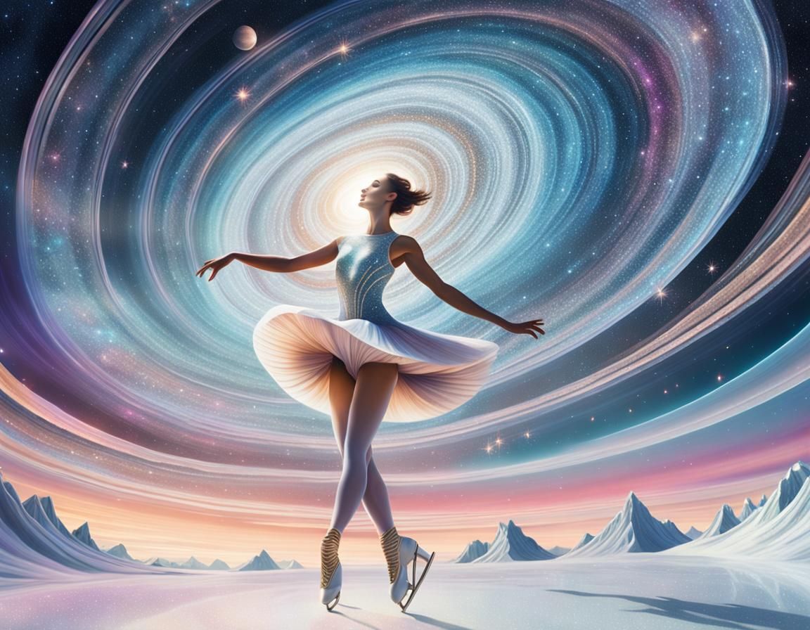 Stardust Ice Skater Gliding on Saturn Rings