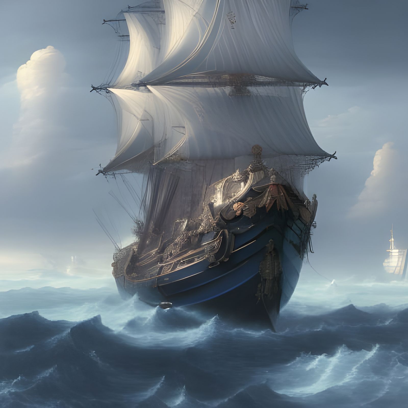 Epic Naval Battle in Baroque Style